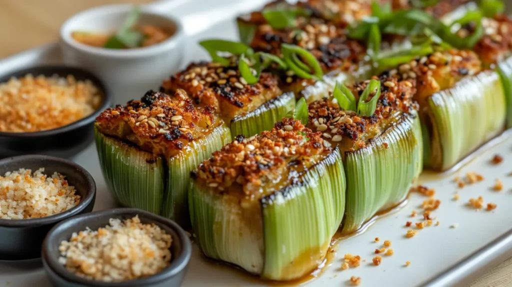 Stuffed Leeks with Cheese & Walnuts, Elegant & Flavorful 4 Dietary Adjustments