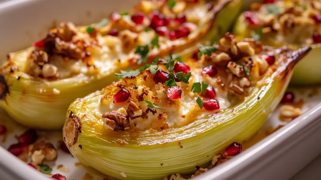 Stuffed Leeks with Cheese and Walnuts